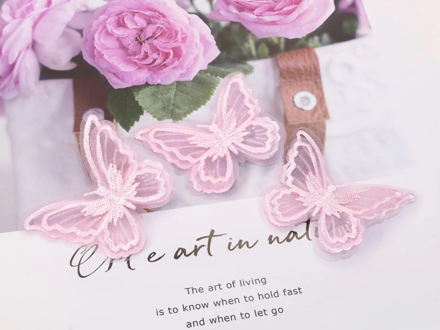 Butterfly Hair Clips Penta Angel 6Pcs Lace Embroidery Flower Butterfly Hair Bow Pins Wedding Hair Accessories for Women GHalloween Party Decor (Pink)