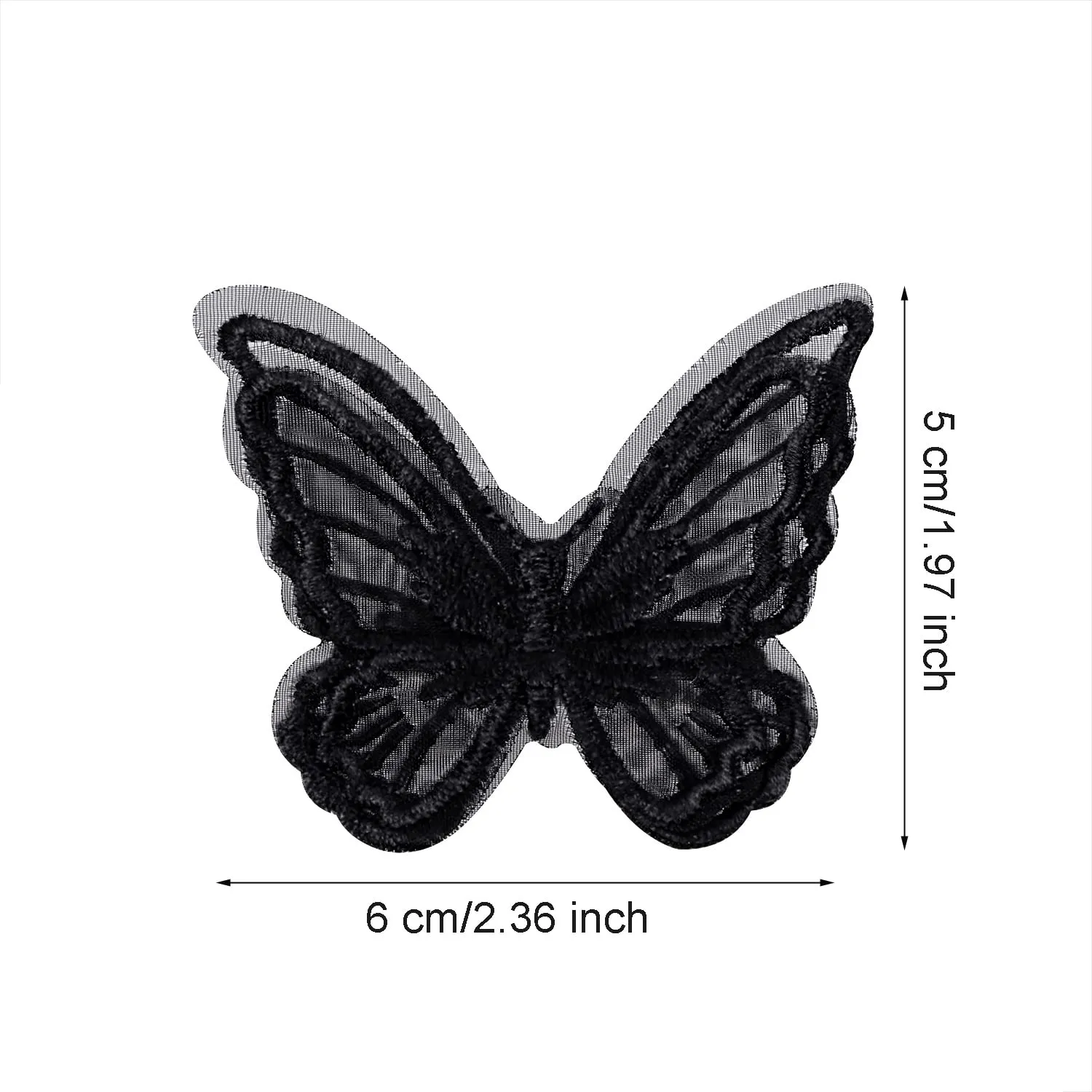 Butterfly Hair Clips Penta Angel 6Pcs Lace Embroidery Flower Butterfly Hair Bow Pins Wedding Hair Accessories for Women Halloween Party Decor (L-Black a)