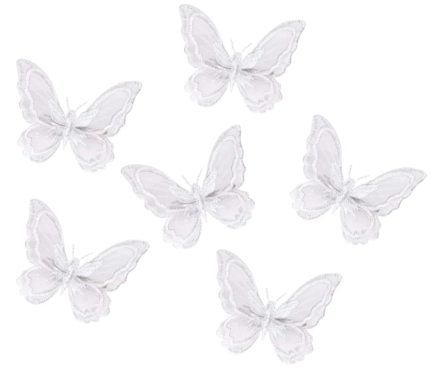 Butterfly Hair Clips Penta Angel 6Pcs Lace Embroidery Flower Butterfly Hair Bow Pins Wedding Hair Accessories for Women Halloween Party Decor (White)