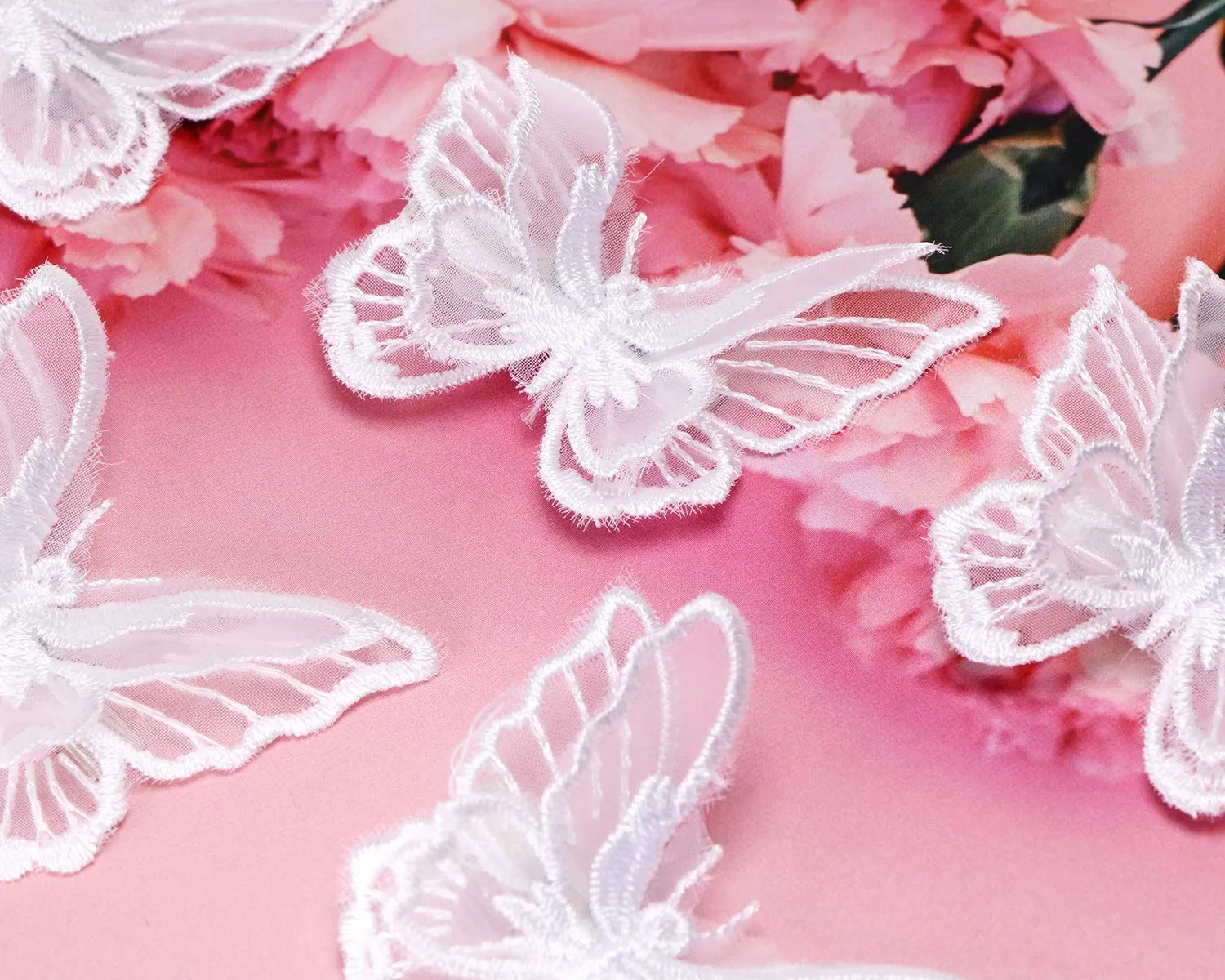 Butterfly Hair Clips Penta Angel 6Pcs Lace Embroidery Flower Butterfly Hair Bow Pins Wedding Hair Accessories for Women Halloween Party Decor (White)