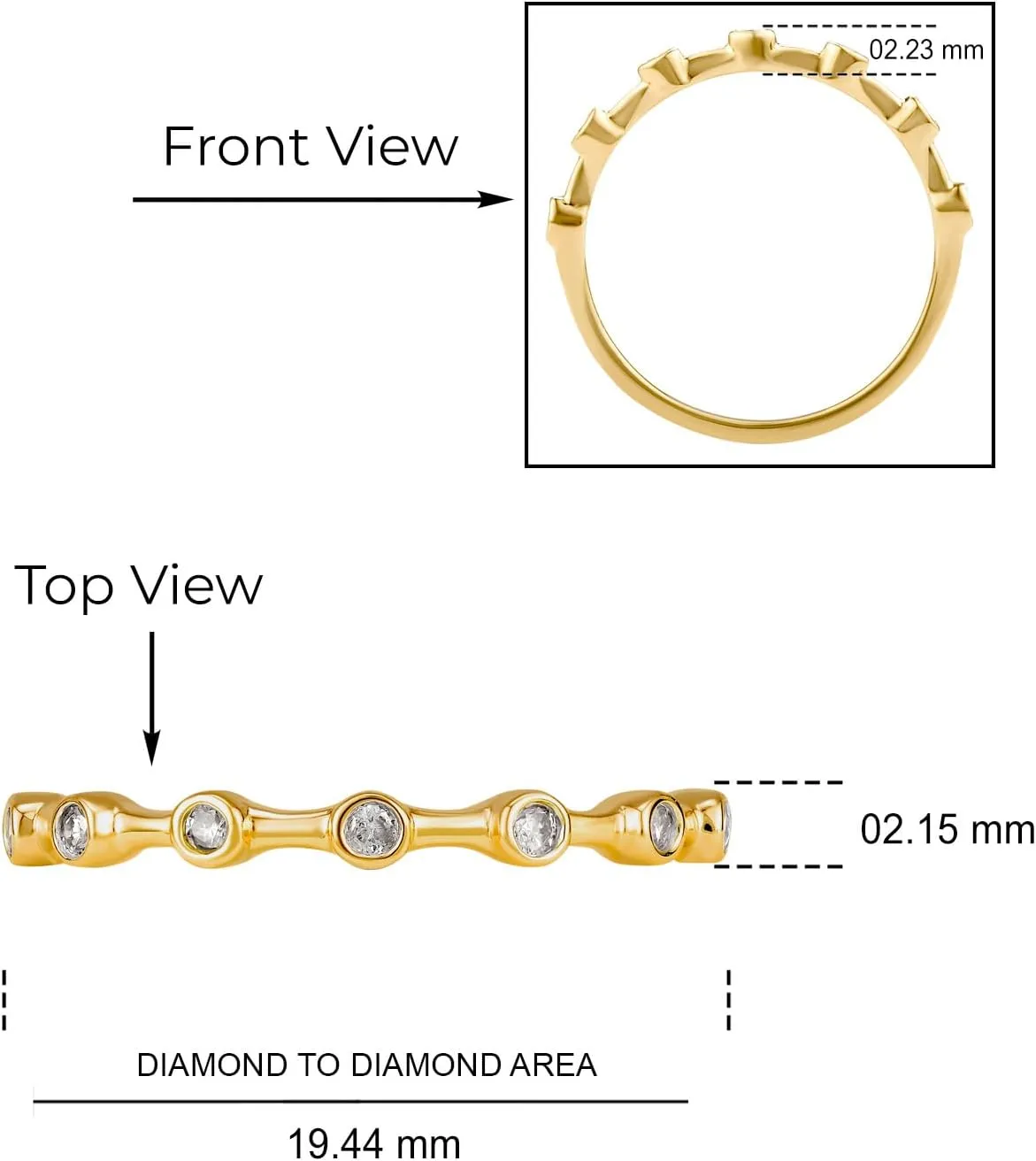 Cali Trove, Gold Vermeil Plated Diamond Wedding Rings For Women in 925 Sterling Silver | 1/20, 1/10, 1/6 CT Diamond Stackable Rings for Women | Gold Silver Rings for Women | Anniversary Band for Women