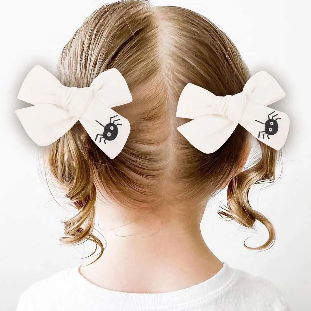 Cartoon Halloween Girls Hair Clips for Baby Toddles Teen Hair Barrettes Headdress Cosplay Costume Gifts (White)
