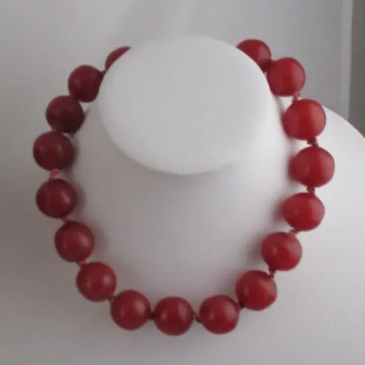 Cherry Red Big  African Trade Bead Statement Necklace