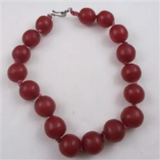 Cherry Red Big  African Trade Bead Statement Necklace