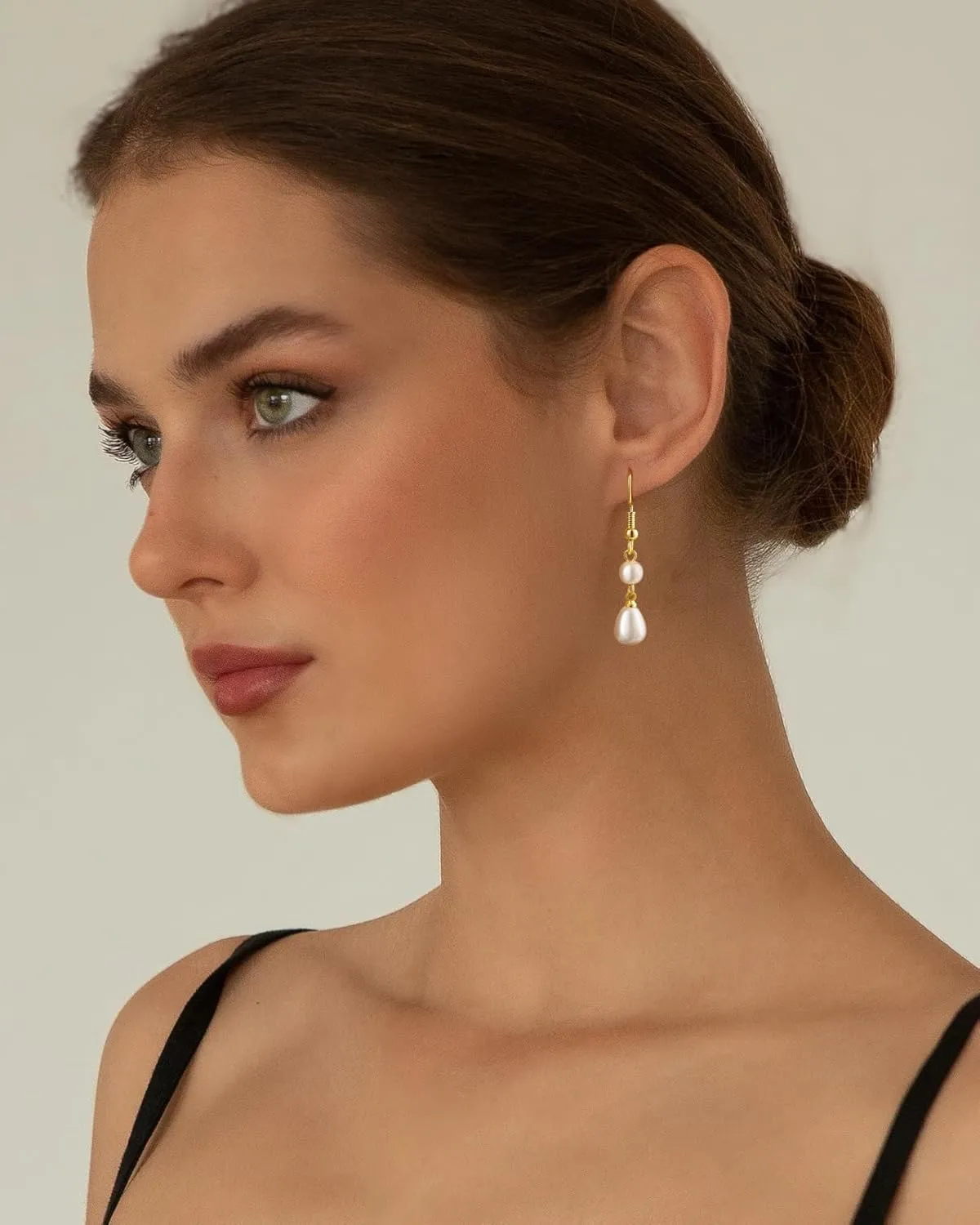 CHESKY Pearl Earrings for Women, Dainty 14K Gold Plated/925 Sterling Silver Drop Quality Handpicked AAA  Freshwater Cultured Round Pearls Dangle Earrings Wedding Jewelry for Women Gifts