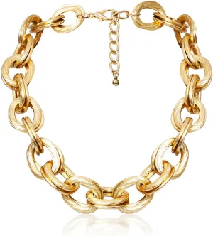 Chunky Choker Necklace Gold Cuban Link Chain Double O Link Necklaces Punk Hip-hop Jewelry for Women