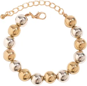 Chunky Gold Bead Bracelets,Big Round Ball Beaded Elastic Bracelet Vintage Punk Metal Stretch Bangles Adjustable Strand Bracelets Fashion Jewelry for Women