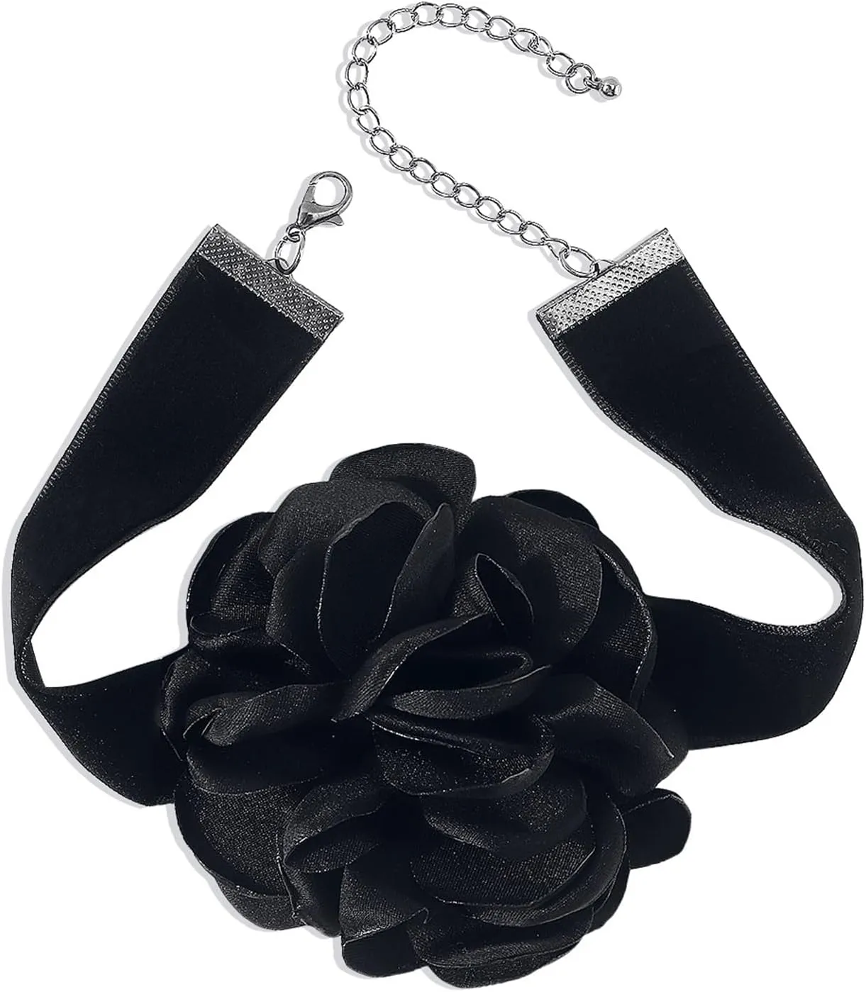 Chunky Rose Flower Necklaces,Vintage French Camellia Rose Choker Black Velvet Ribbon Clavicle Chains Geometric Daisy Floral Choker Necklaces Spring Summer Jewelry Costume for Women