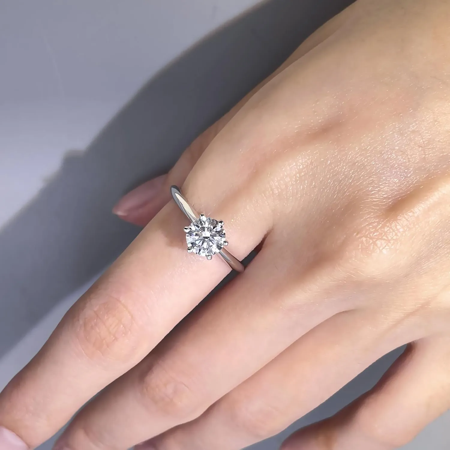 Classic Round Diamond Solitaire Ring I 14K White Gold 6 Prong IGI Certified Lab Created Diamond Wedding Rings for Women
