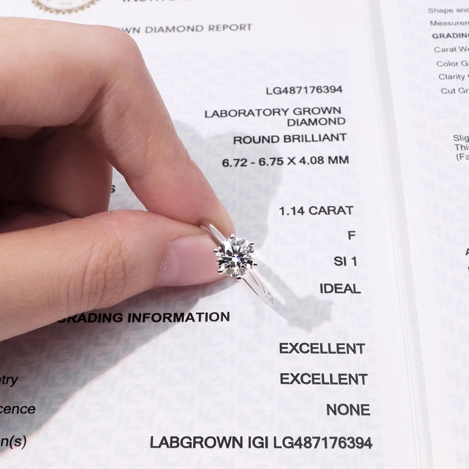 Classic Round Diamond Solitaire Ring I 14K White Gold 6 Prong IGI Certified Lab Created Diamond Wedding Rings for Women