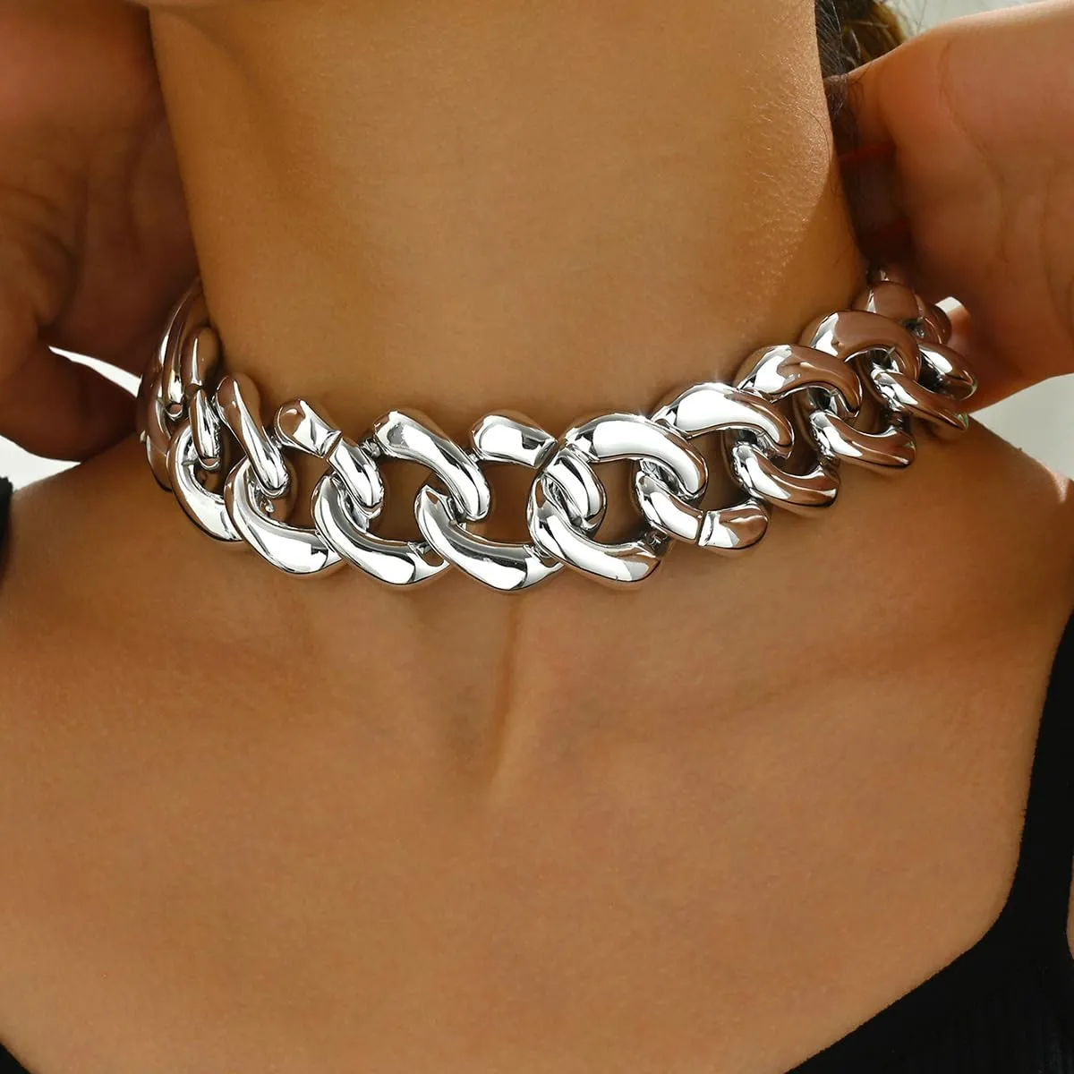 CLOACE Chunky Choker Necklace Gold Cuban Link Necklaces Chain Fashion Jewelry for Women