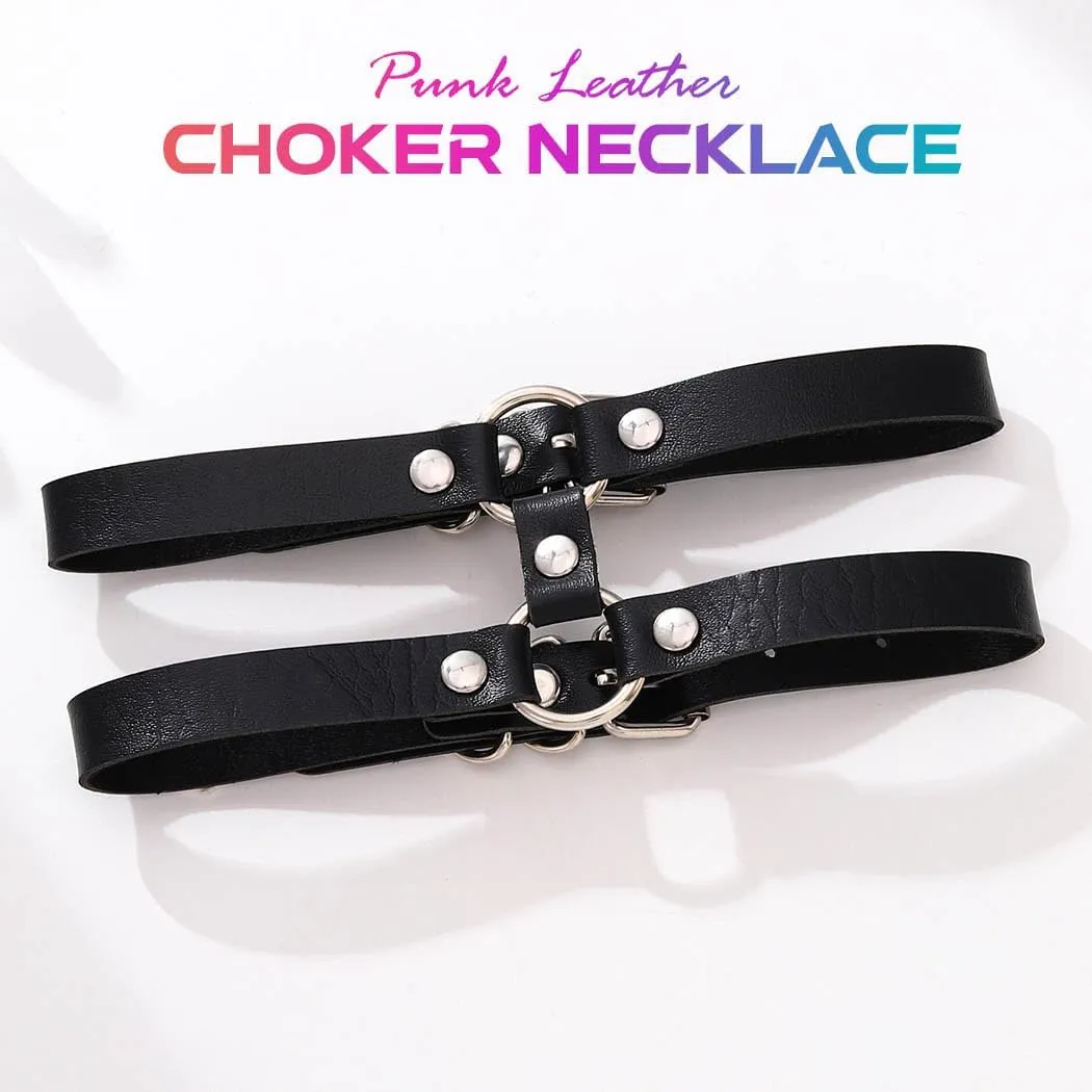 CLOACE Punk Leather Choker Necklace Black Gothic Collar Chokers Necklaces Wide Leathers Costume Jewelry Accessories for Women