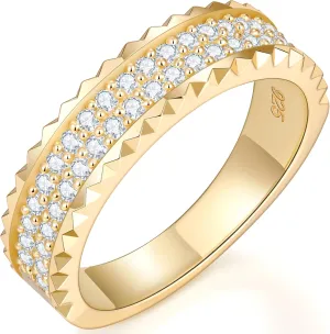 CNC Moissanite Rings for Women D Color VVS1 Clarity 3EX Cut S925 Sterling Silver Heavy 18k Gold Plated Non Tarnish Easily 14K Gold Color