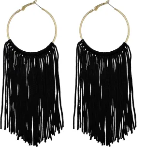 Coiris Boho Tassel Earrings for Women Bohemian Hoop Drop Tassels Western Earrings Dangle Country Earrings Summer Beach Long Tassels Earrings for Women