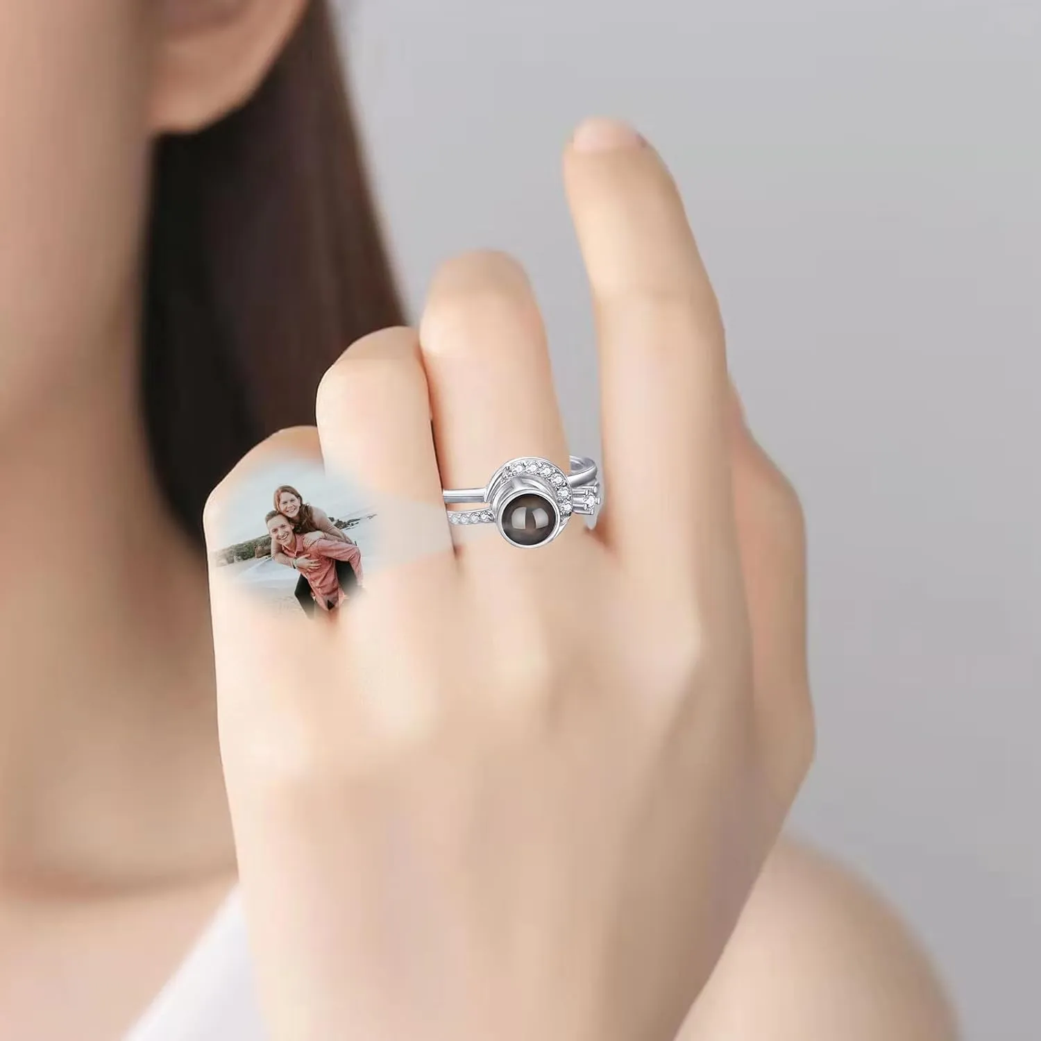 Couple rings, best friend rings, love rings, adjustable sterling silver projection rings, gifts (Style 2-Silver)