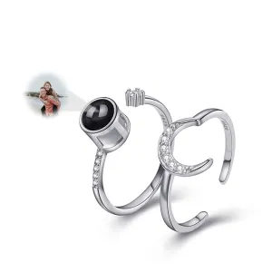 Couple rings, best friend rings, love rings, adjustable sterling silver projection rings, gifts (Style 2-Silver)