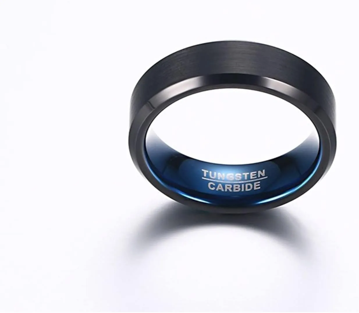 Couple Rings Engagement, Men Tungsten Ring Black 6mm Brushed Ring Beveled Edge Engagement Couple Rings