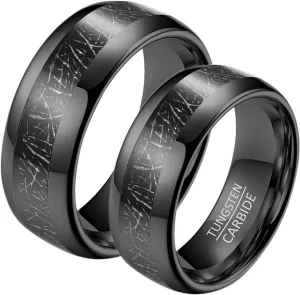 Couple Rings for Him and Her Sets, Tungsten Wedding Rings Sets for Couples Comfort Fit 8mm Black Ring Inlay Metal