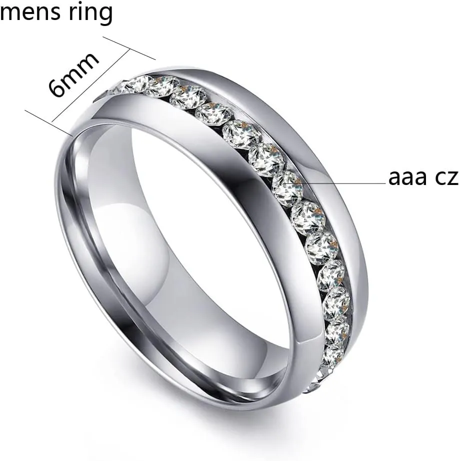 Couple Rings His Her Wedding Ring Sets Matching Rings AAA CZ Golden Rings Titanium Men Ring