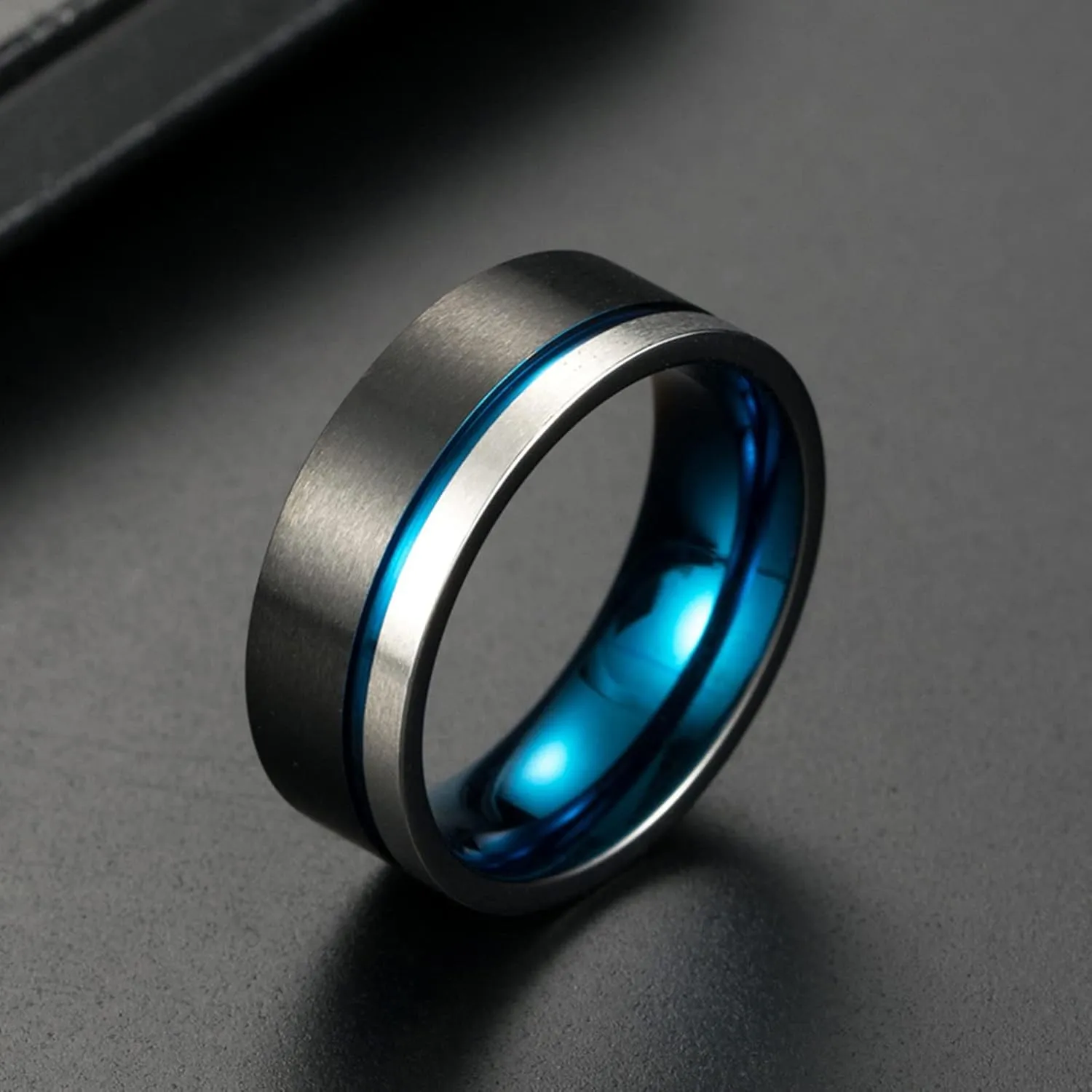 Couple Rings Stainless Steel Promise, Couple Rings Personalized Size 7-13 Tricolor Brushed Ring 8MM