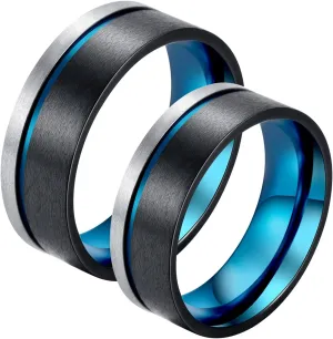 Couple Rings Stainless Steel Promise, Couple Rings Personalized Size 7-13 Tricolor Brushed Ring 8MM