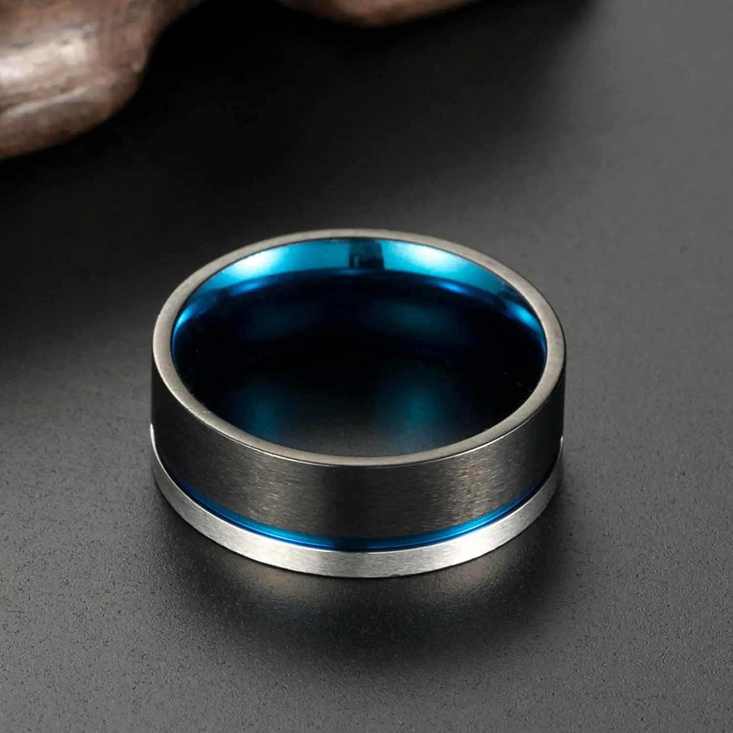 Couple Rings Stainless Steel Promise, Couple Rings Personalized Size 7-13 Tricolor Brushed Ring 8MM