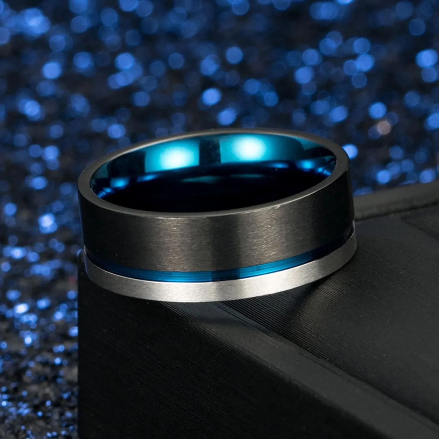 Couple Rings Stainless Steel Promise, Couple Rings Personalized Size 7-13 Tricolor Brushed Ring 8MM