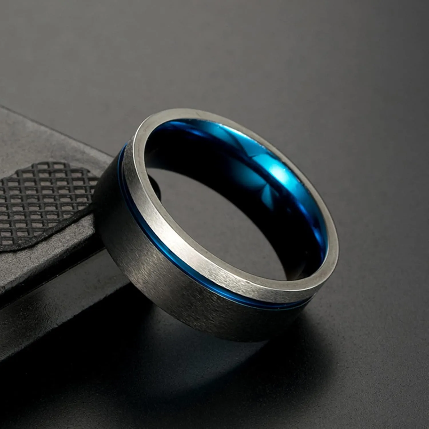 Couple Rings Stainless Steel Promise, Couple Rings Personalized Size 7-13 Tricolor Brushed Ring 8MM