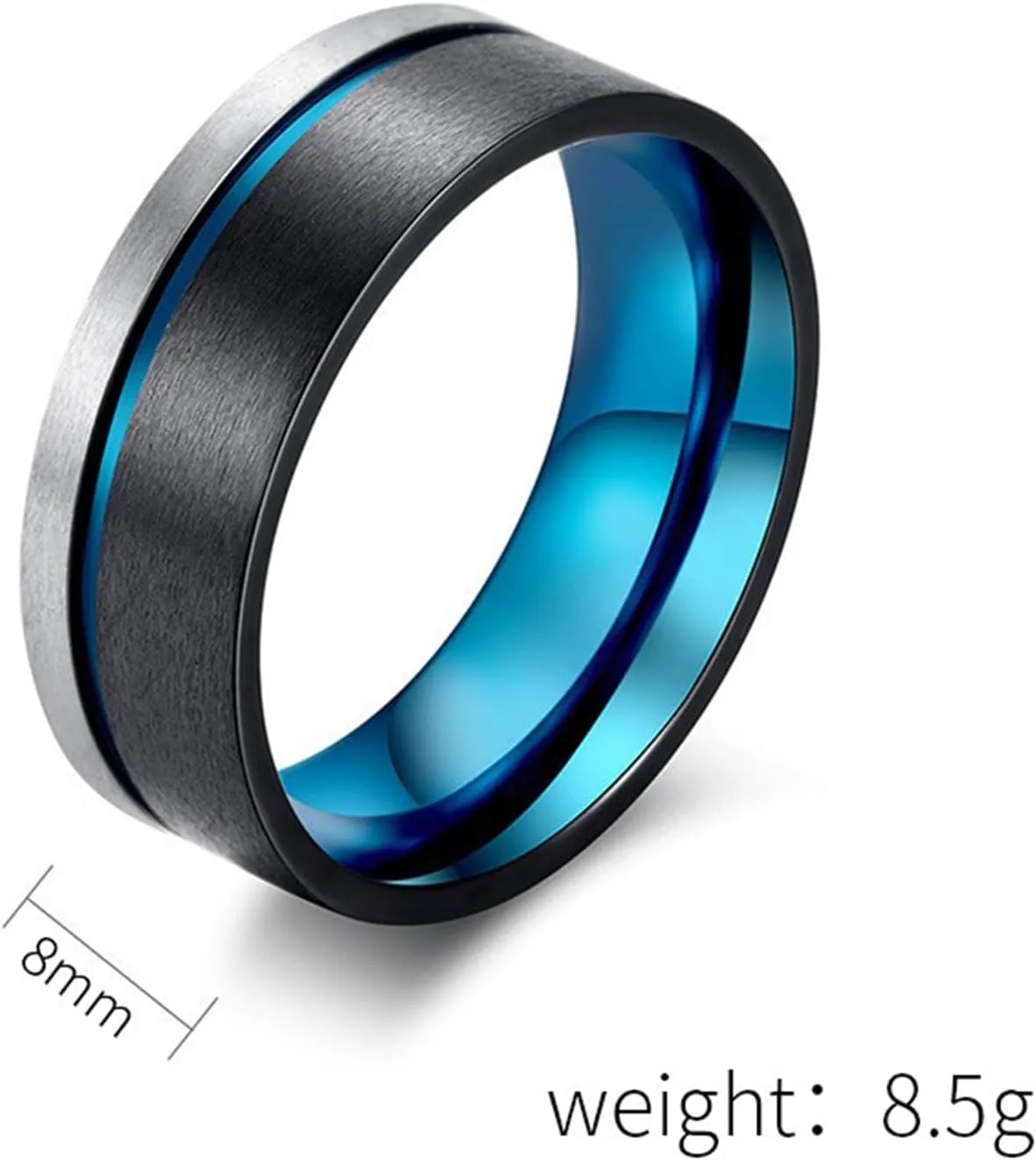 Couple Rings Stainless Steel Promise, Couple Rings Personalized Size 7-13 Tricolor Brushed Ring 8MM