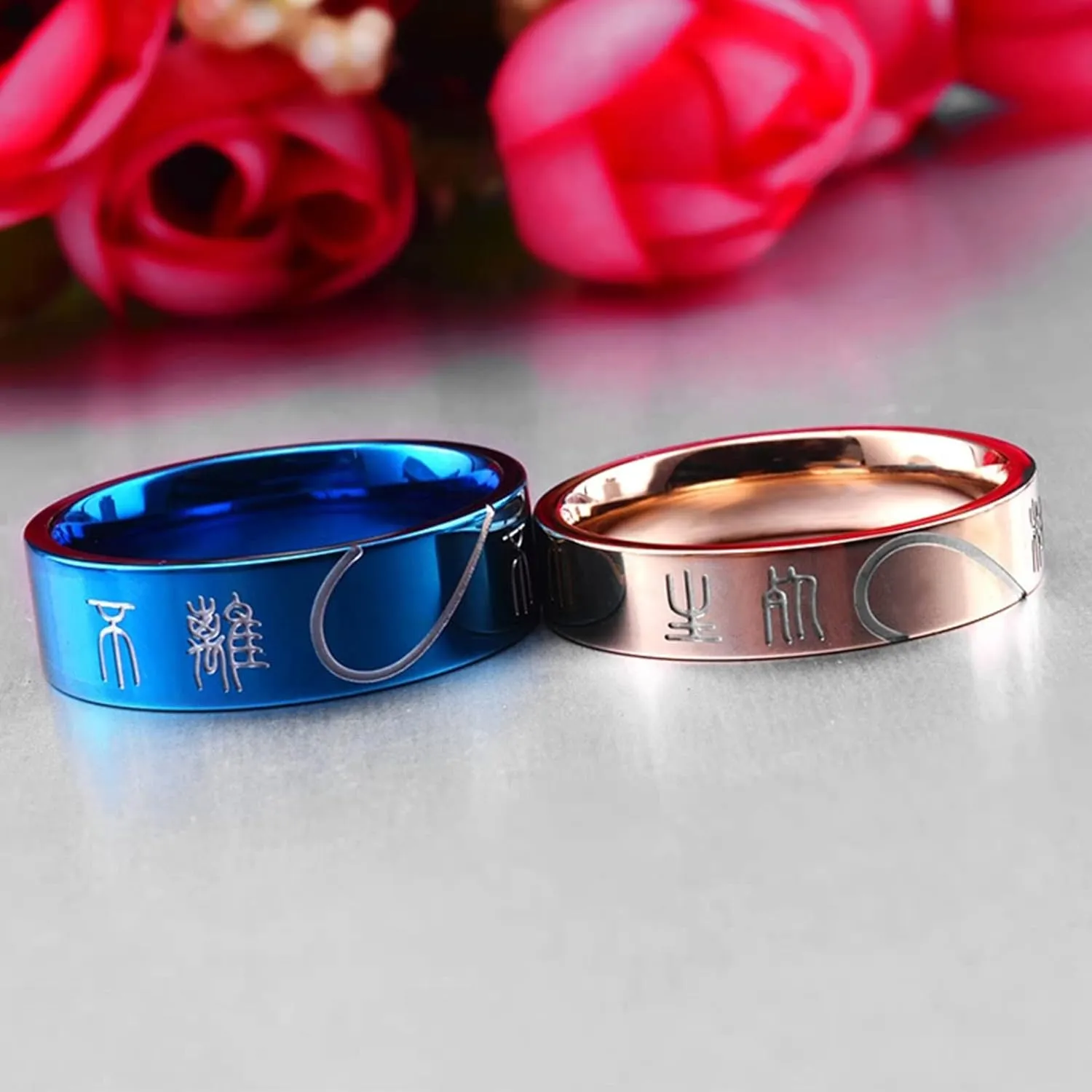 Couple Rings, Stainless Steel Puzzle Heart Couple Bands Ring for Men Women for Couple