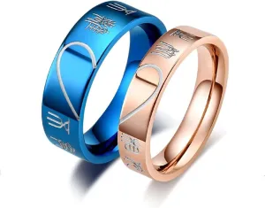 Couple Rings, Stainless Steel Puzzle Heart Couple Bands Ring for Men Women for Couple