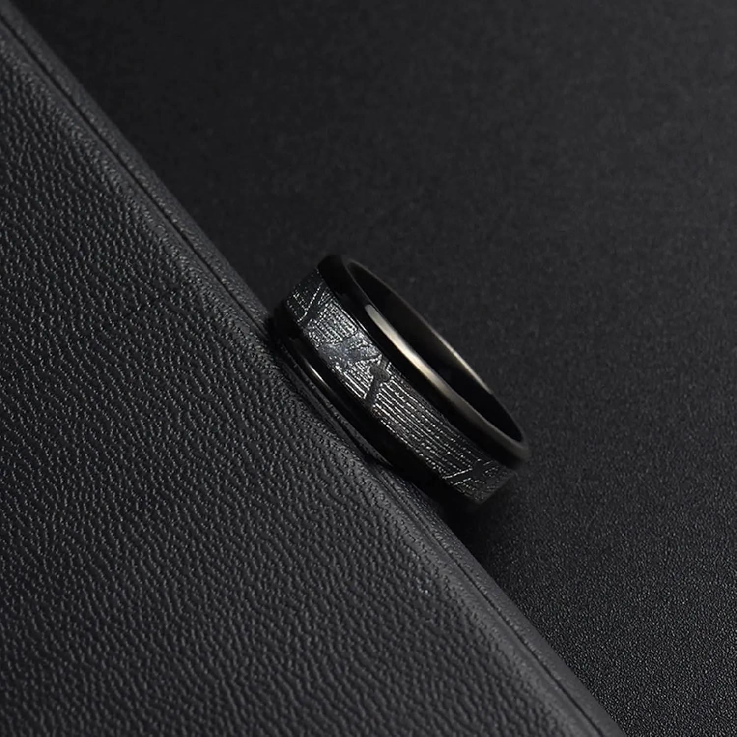 Couple Wedding Rings, Mens Tungsten Rings Black 8mm Ring Inlay Silver Metal Men's and Women's Fashion Rings