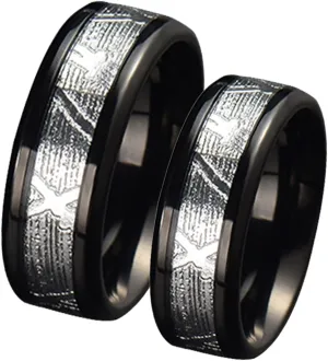 Couple Wedding Rings, Mens Tungsten Rings Black 8mm Ring Inlay Silver Metal Men's and Women's Fashion Rings