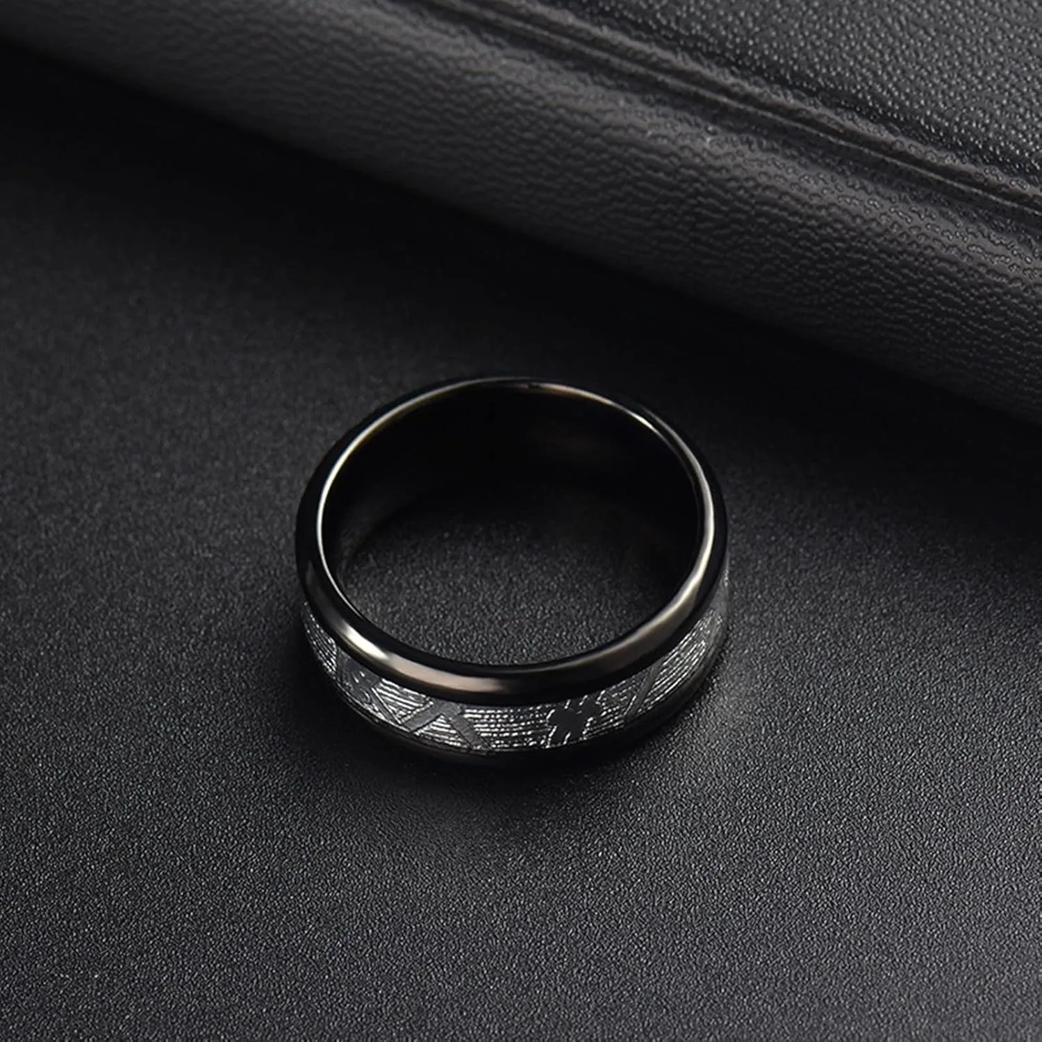 Couple Wedding Rings, Mens Tungsten Rings Black 8mm Ring Inlay Silver Metal Men's and Women's Fashion Rings