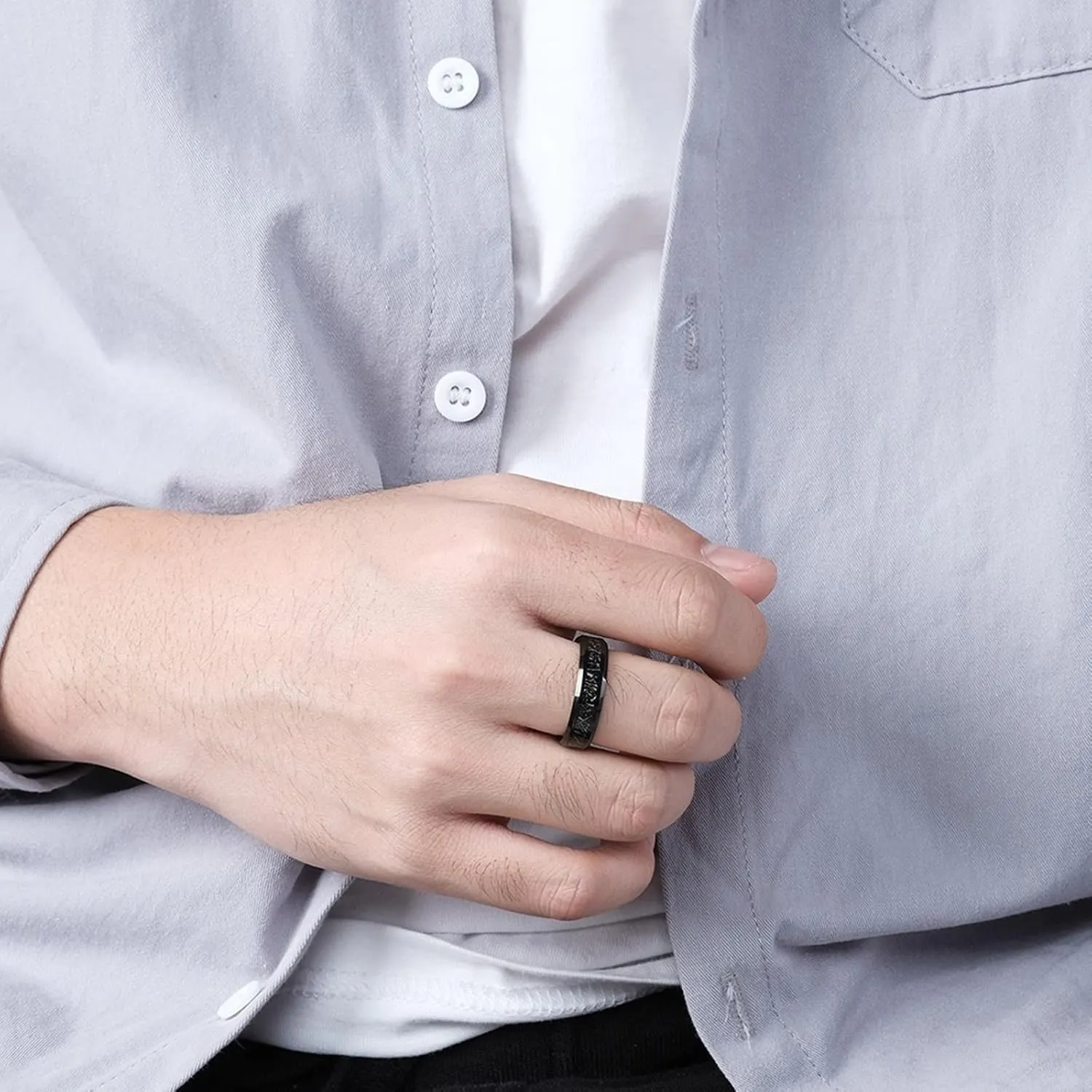 Couple Wedding Rings Set, Black Tungsten Rings for Men 6mm 8mm Ring Inlay Metal Valentine's Day Couple Rings