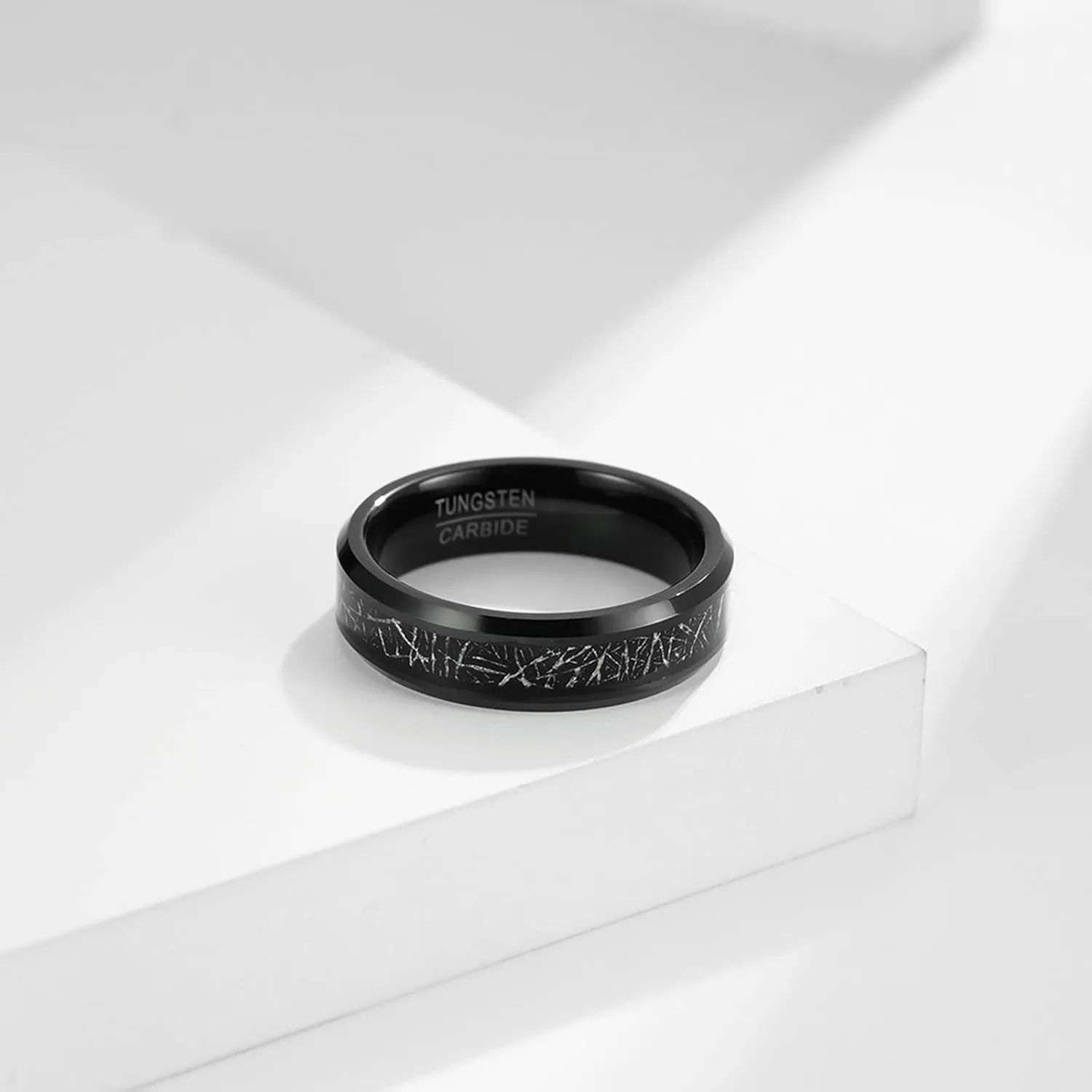 Couple Wedding Rings Set, Black Tungsten Rings for Men 6mm 8mm Ring Inlay Metal Valentine's Day Couple Rings