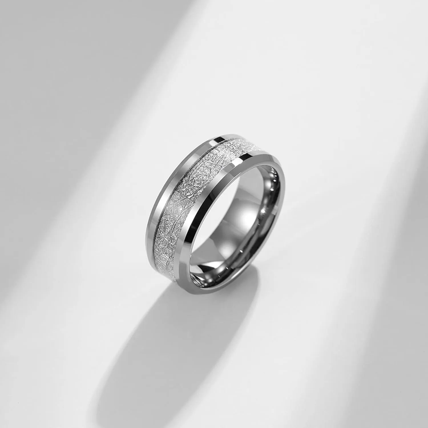 Couple Wedding Rings Set, Men's Rings Tungsten Carbide 8mm 6mm Silver Ring Inlay Metal Valentine's Day Couple Rings