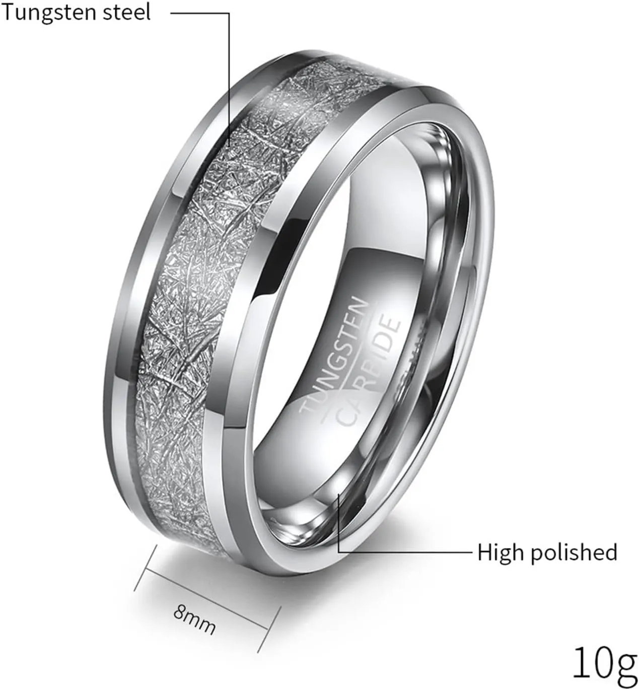 Couple Wedding Rings Set, Men's Rings Tungsten Carbide 8mm 6mm Silver Ring Inlay Metal Valentine's Day Couple Rings