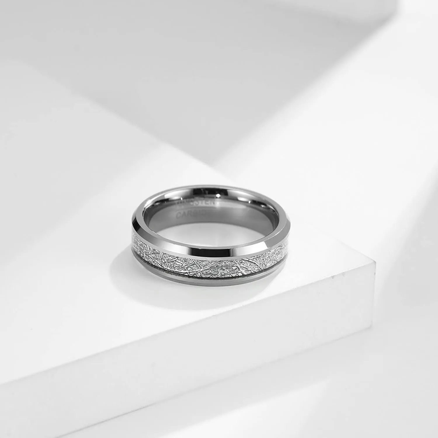 Couple Wedding Rings Set, Men's Rings Tungsten Carbide 8mm 6mm Silver Ring Inlay Metal Valentine's Day Couple Rings