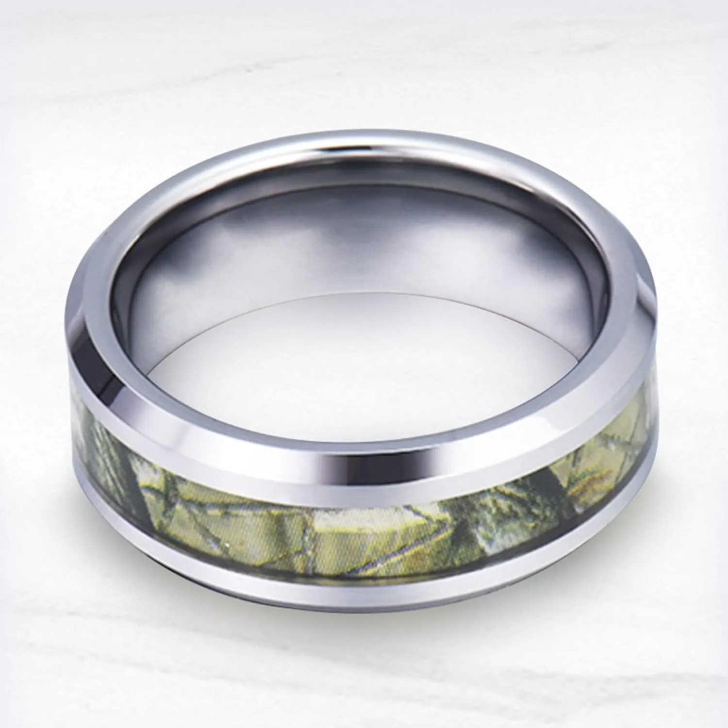 Couple Wedding Rings Set, Men's Tungsten Carbide Ring 8mm Silver Ring with Branches Pattern Men's and Women's Fashion Rings