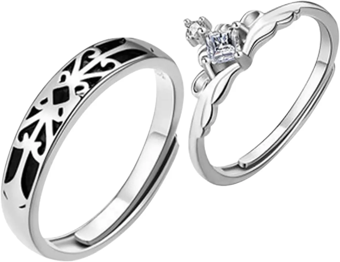 Couples Matching Ring Set Fashionable Full Finger Rings Engagement Ring Set Adjustable for Comfort for Valentine's Day