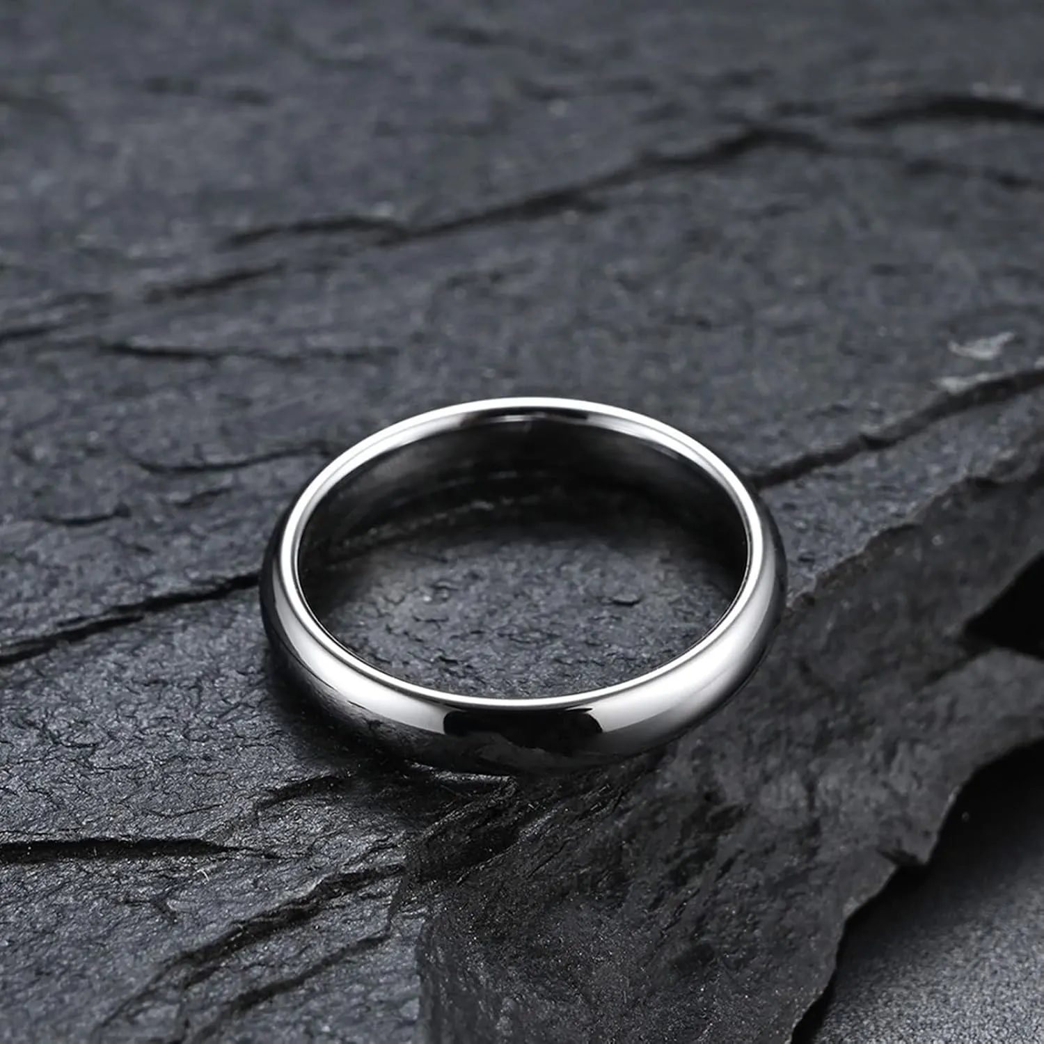 Couples Promise Rings for Him and Her Set, Couples Wedding Rings Set Tungsten Comfort Fit 6mm 4mm Silver Polished Ring