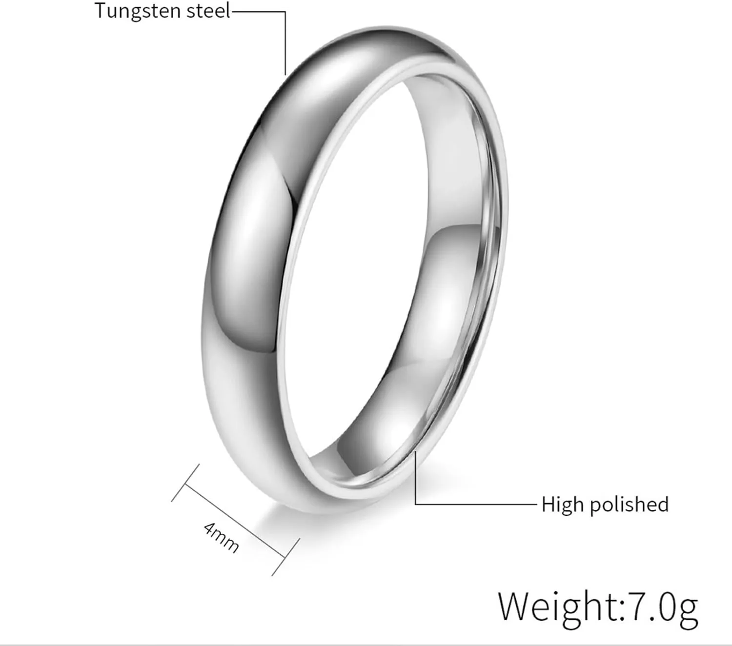 Couples Promise Rings for Him and Her Set, Couples Wedding Rings Set Tungsten Comfort Fit 6mm 4mm Silver Polished Ring