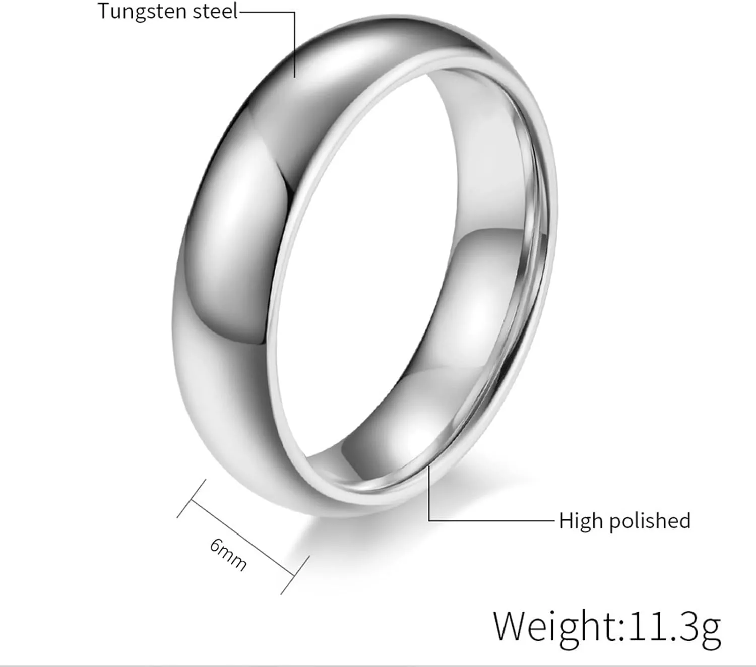 Couples Promise Rings for Him and Her Set, Couples Wedding Rings Set Tungsten Comfort Fit 6mm 4mm Silver Polished Ring