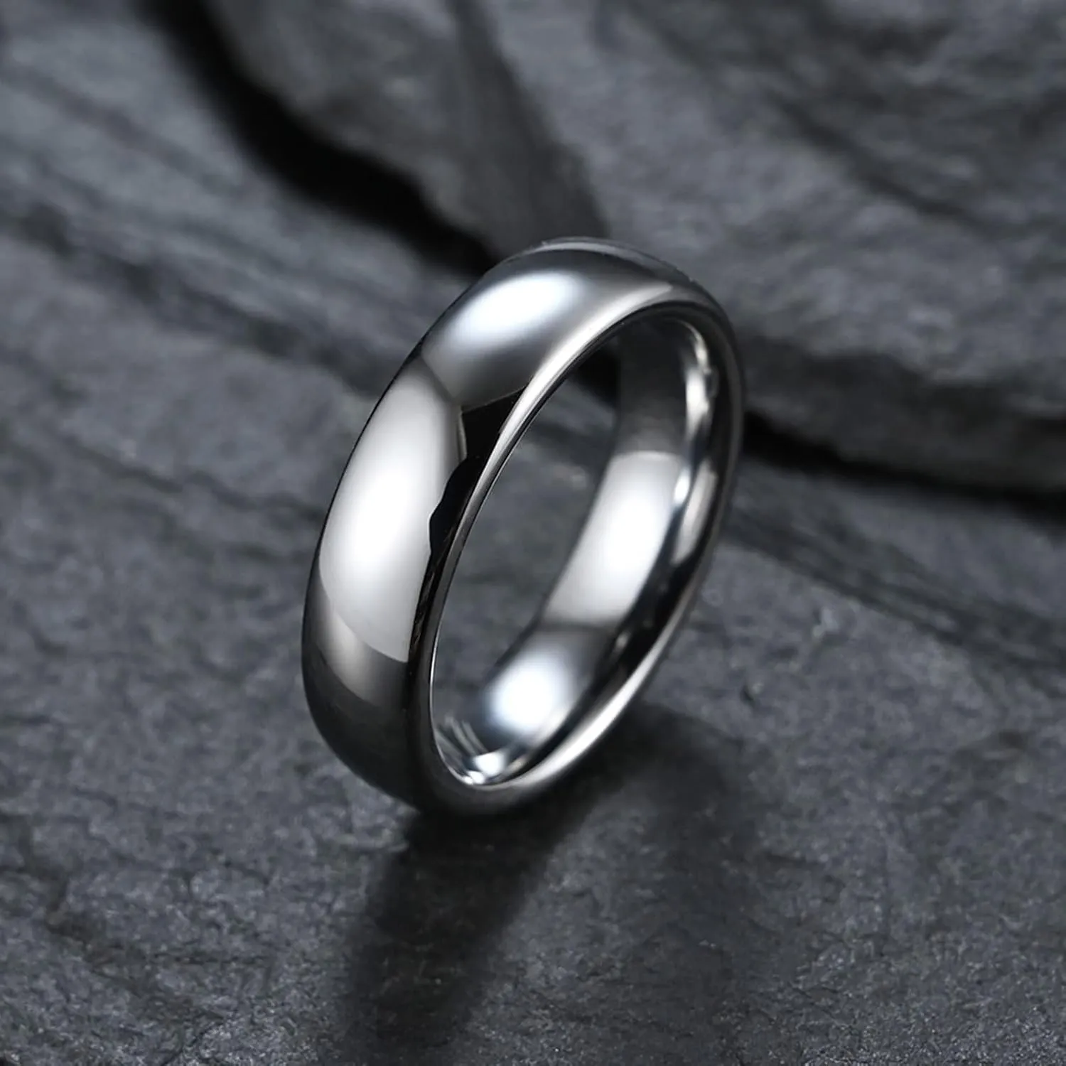 Couples Promise Rings for Him and Her Set, Couples Wedding Rings Set Tungsten Comfort Fit 6mm 4mm Silver Polished Ring
