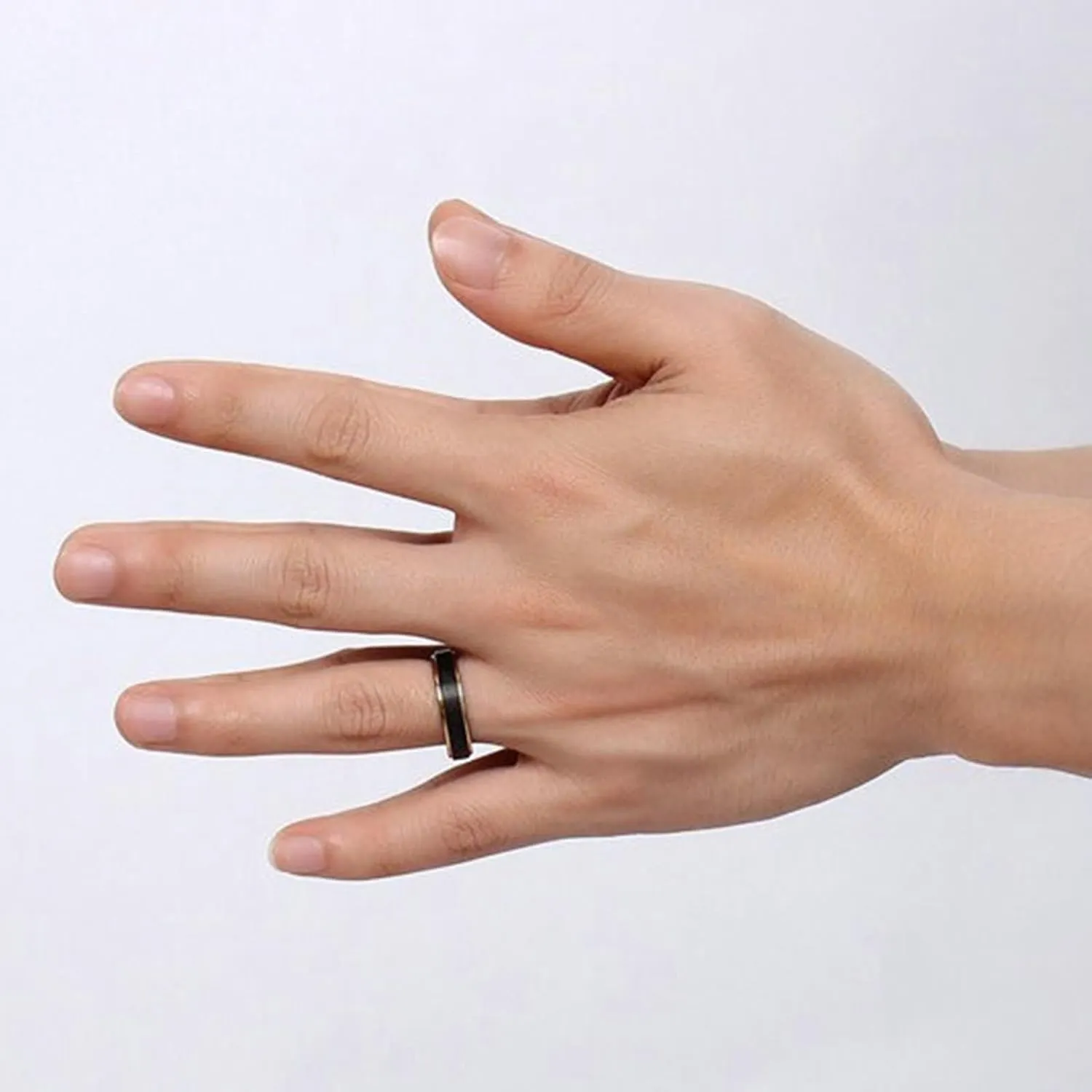 Couples Promise Rings Set, Tungsten Couples Wedding Rings Set Comfort Fit 5mm Black Brushed Ring with Gold Edge