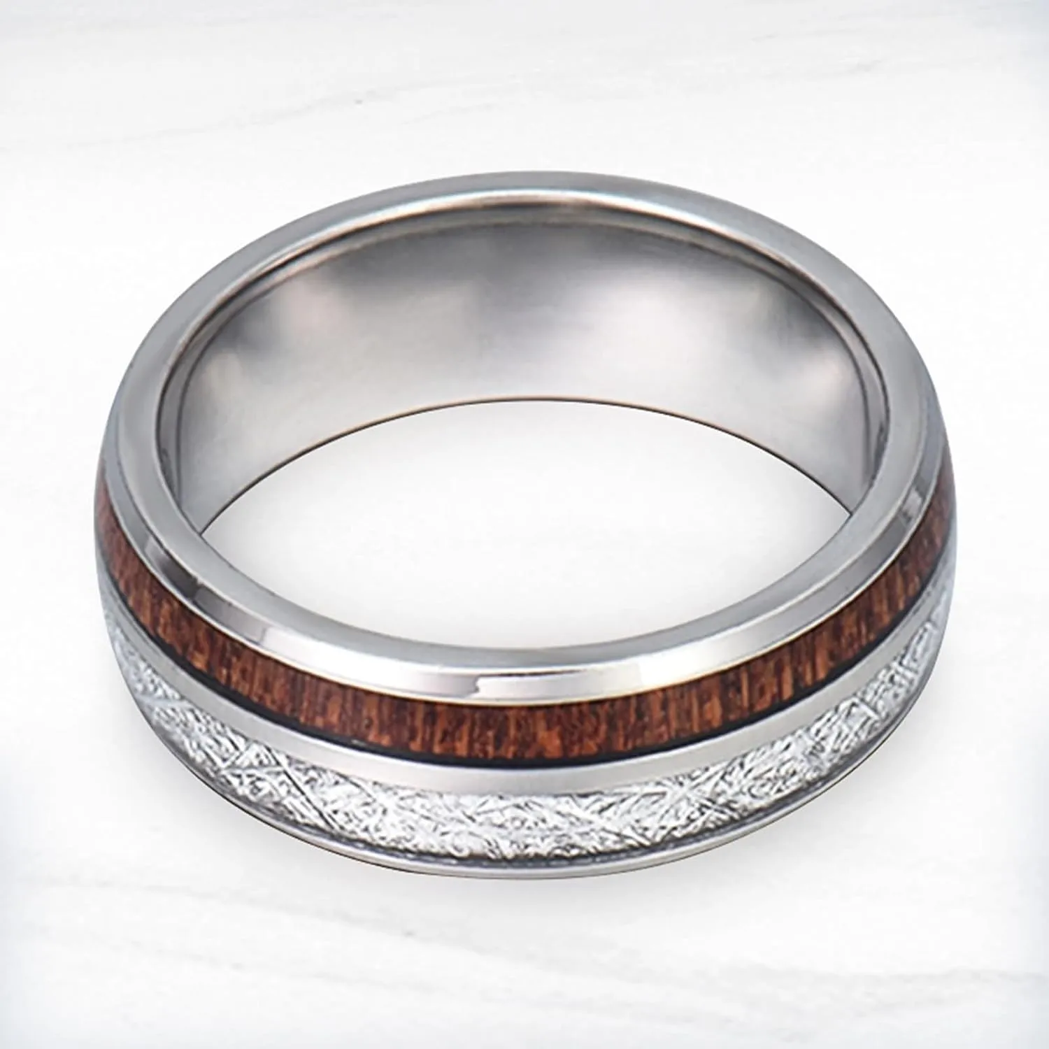 Couples Rings for Him and Her Set Promise Rings, Engagement Rings for Couples Set Tungsten Comfort Fit 8mm Silver Ring Inlay Wood and Metal