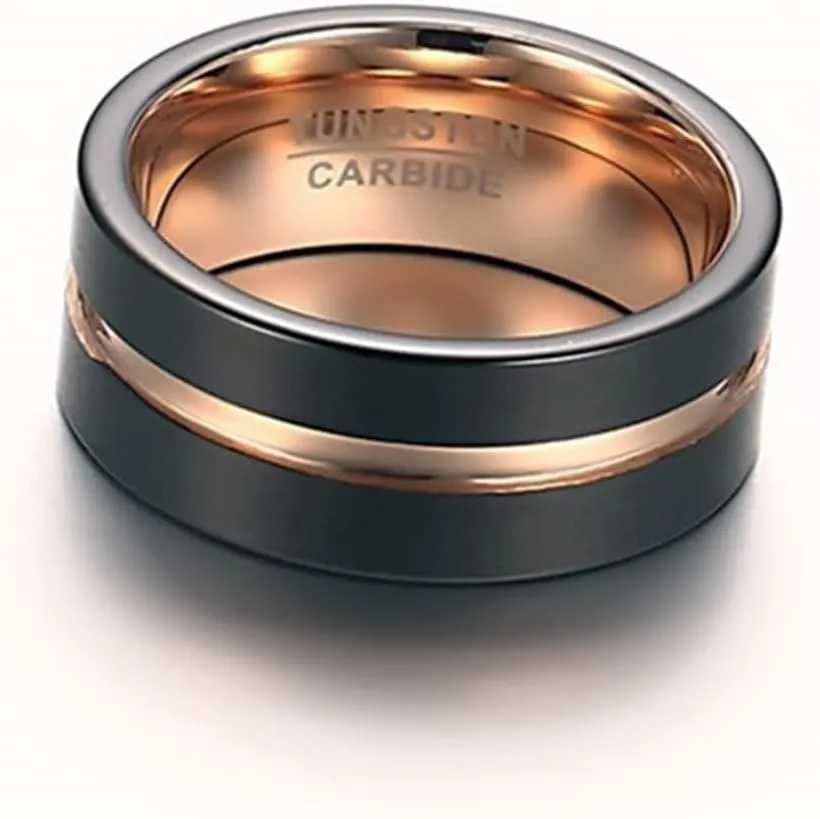 Couples Rings Promise Rings, Tungsten Carbide Matching Wedding Rings Set Comfort Fit Bicolor Brushed Ring 8mm