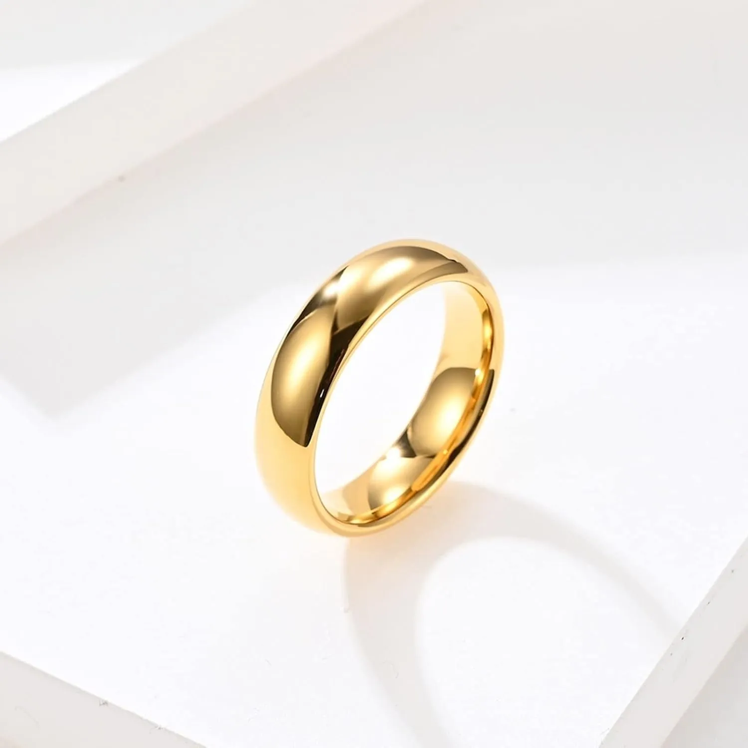 Couples Rings Set, Gold Tungsten Rings for Men Polished Ring 8mm 6mm Engagement Couple Rings