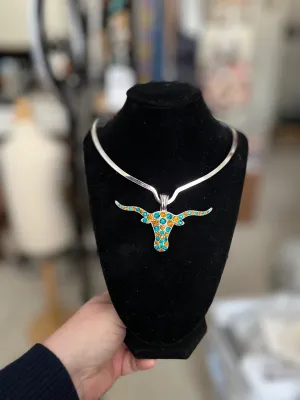 Crystal Beaded Longhorn with Magnetic Clasp